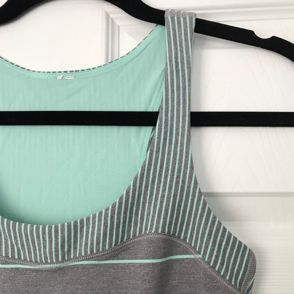 Lululemon Beautiful Grey & Teal Striped Tank - Picture 4 of 5